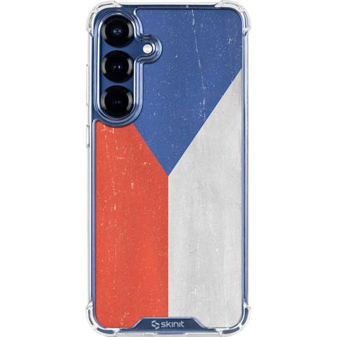 Czech Republic Flag Distressed Galaxy S25 Clear Case